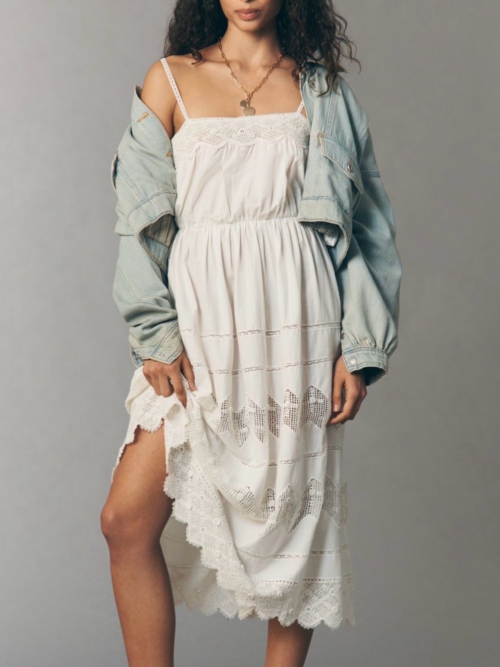 The Rosette Crochet Midi Dress